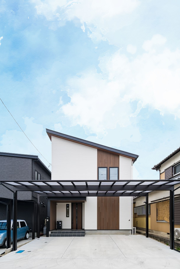 スタイリッシュな二階建て住宅